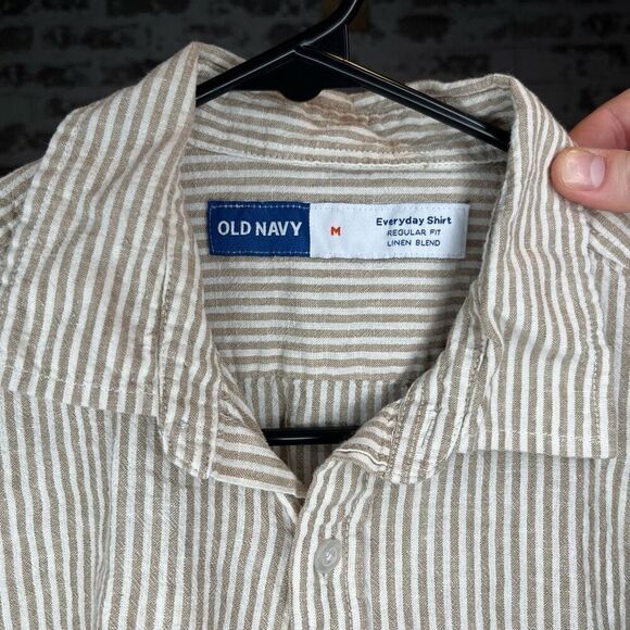 Old navy | women linen striped button down shirt - Picture 3 of 8